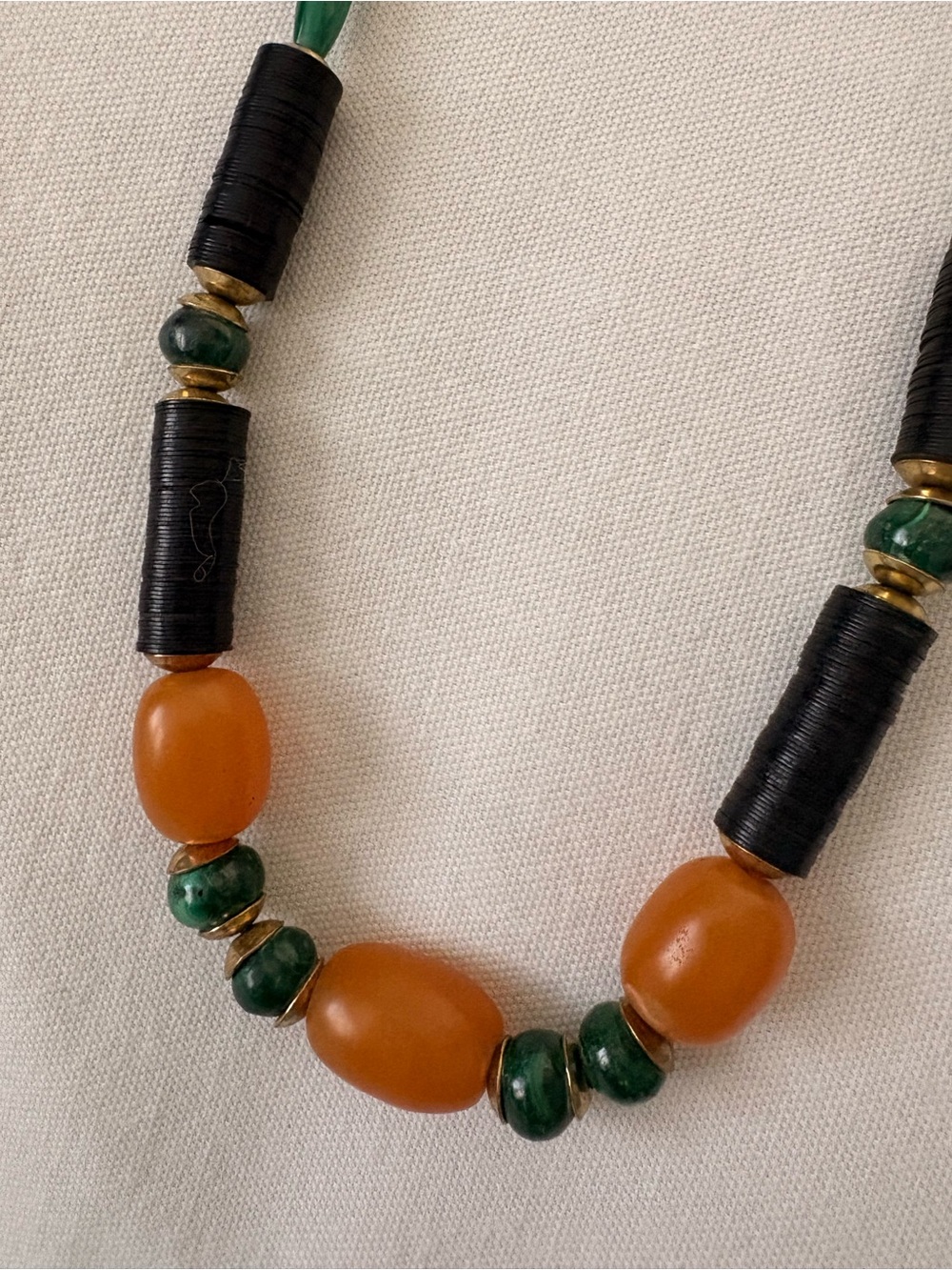 Green Malachite Stone & Lucite Bead Statement Necklace